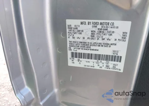 2013 Ford F-150 Xl z USA, uszkodzony, nr VIN 1FTMF1EM4DFB49404